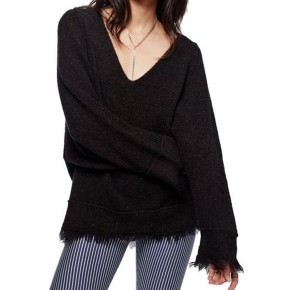 Free People Irresistible V-neck Frayed Sweater - Picture 3 of 12